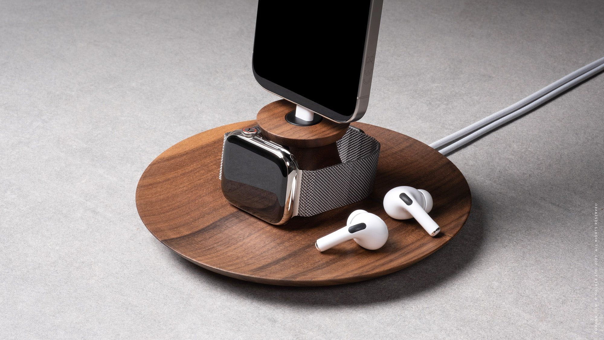 iPhone & Apple Watch Charging Station Wood