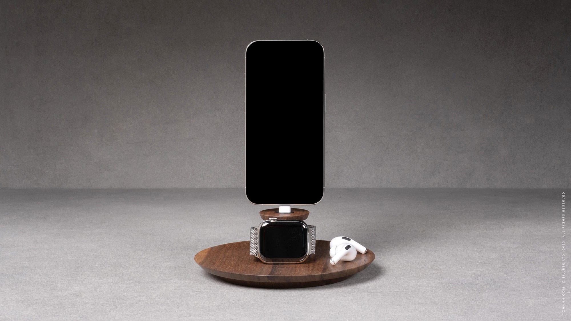 iPhone & Apple Watch Charging Station Wood