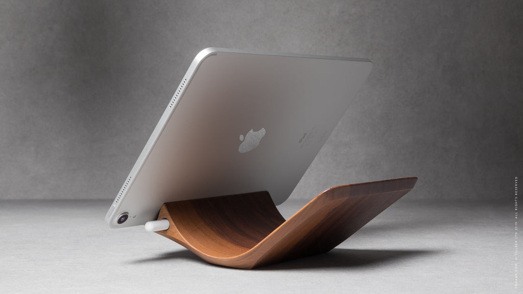 iPad Stand & Apple Pencil Holder Wood Walnut Yohann